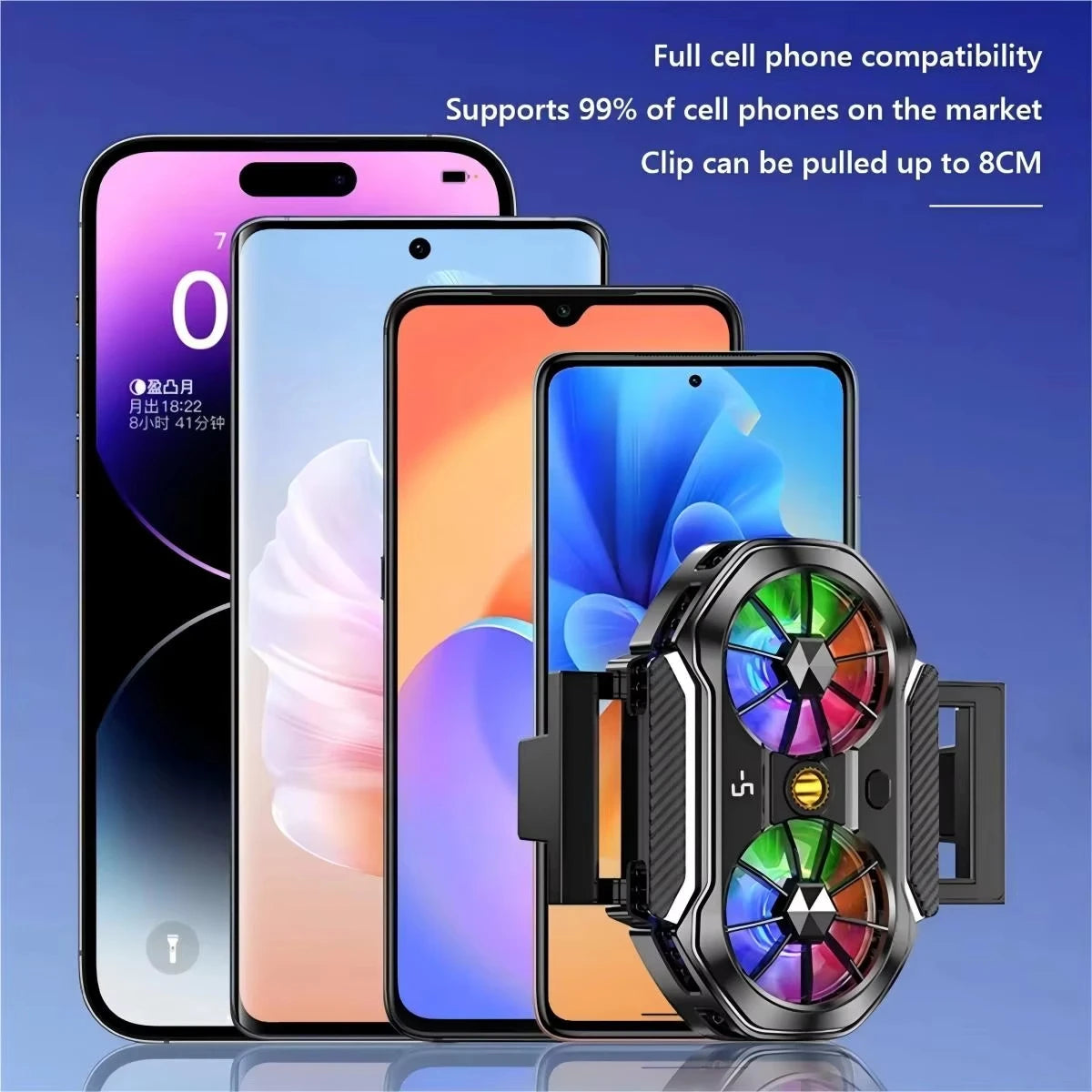 Enfriador para Teléfono Móvil - Silencioso Semiconductor - Doble Ventilador - Enfriamiento Rápido - Para Streaming en Vivo, Gaming Móvil y E-Sports