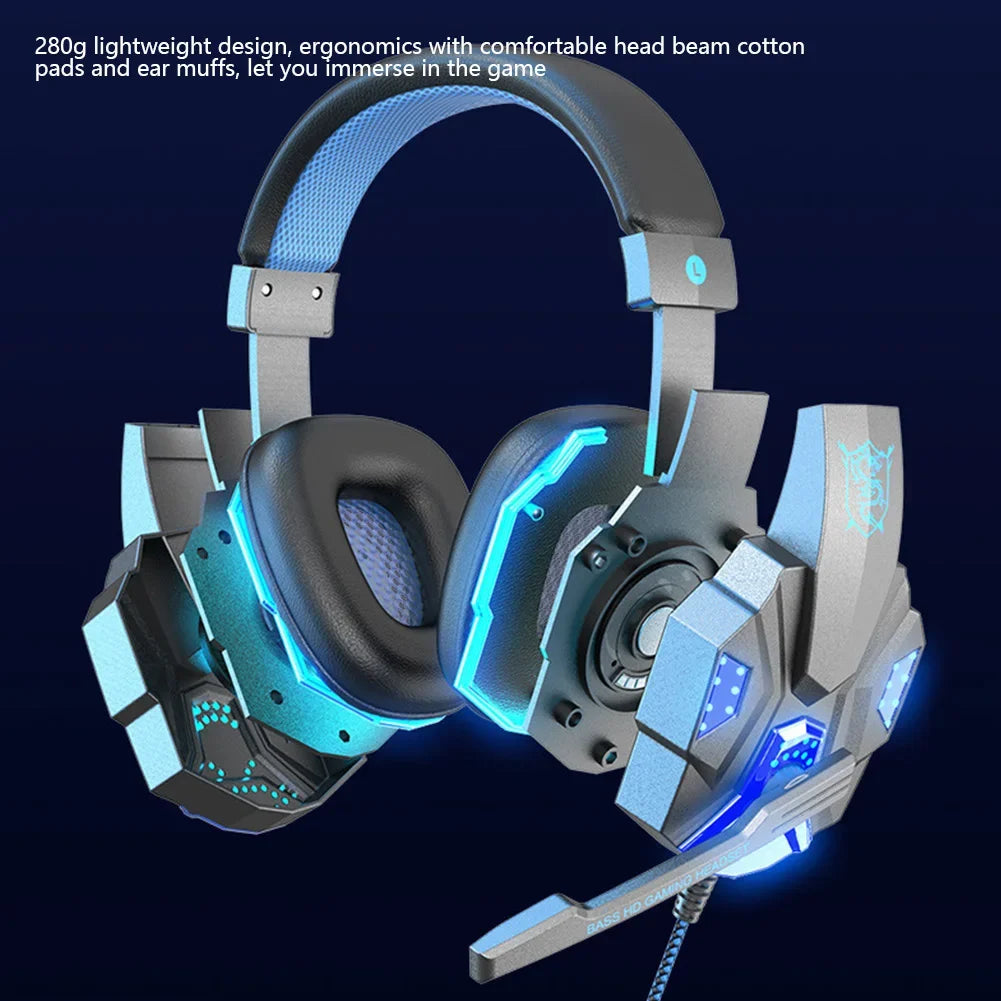 Auriculares gaming con cable – micrófono y luces LED para PC, PS4, PS5 y Xbox