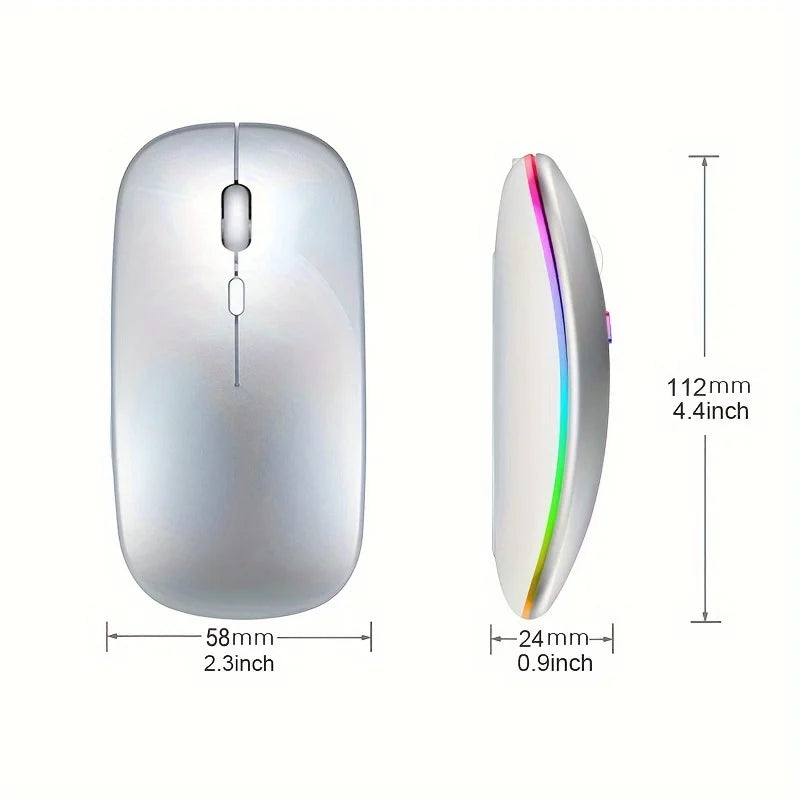 Mouse inalámbrico Bluetooth y 2.4GHz – recargable, RGB y clic silencioso