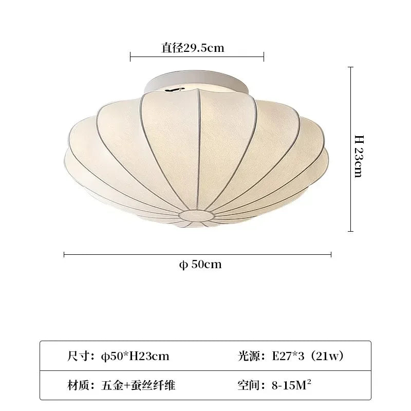 Lámpara de techo italiana Wabi-Sabi – estilo retro de seda con protección ocular