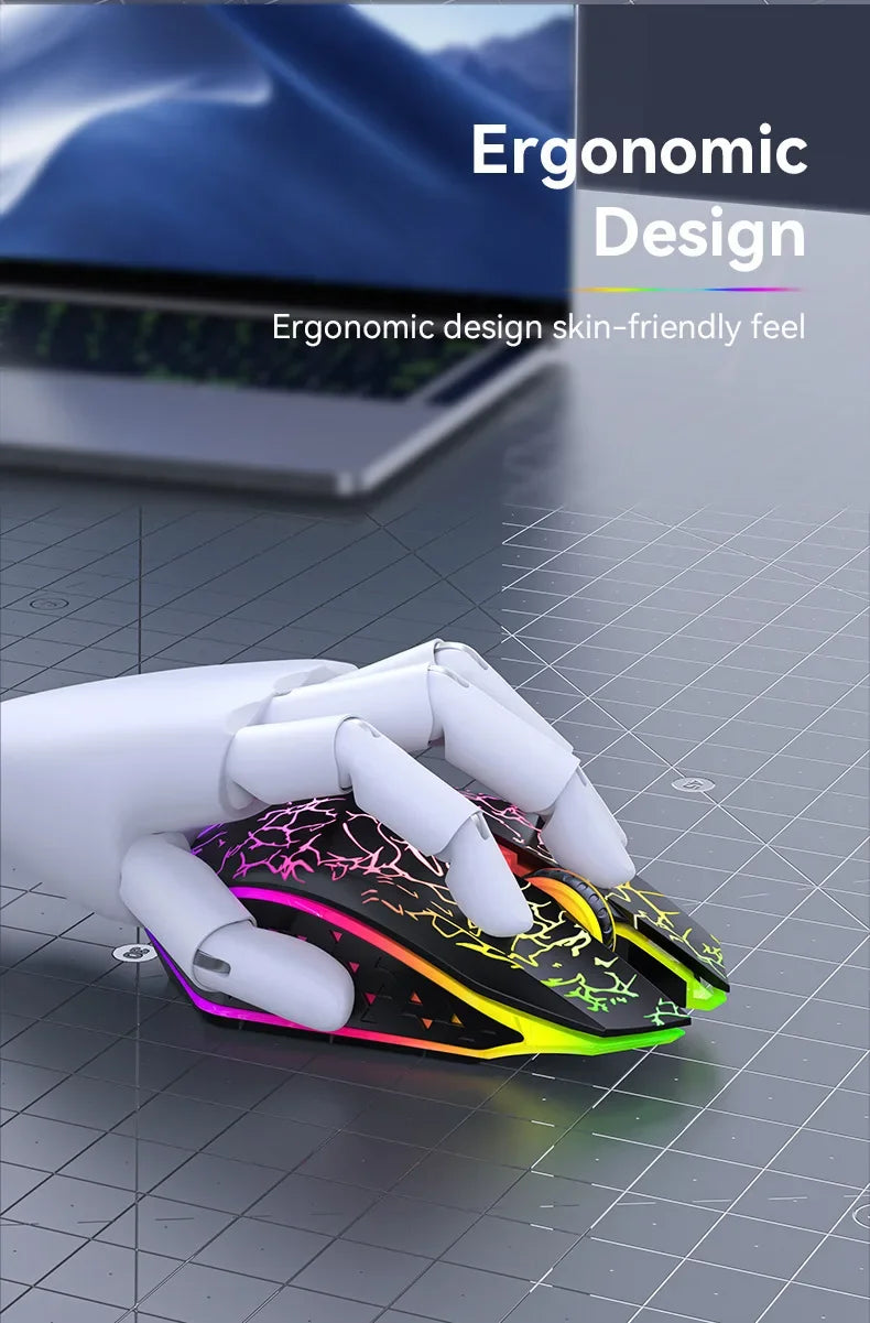 Mouse inalámbrico Bluetooth 5.2 – RGB, 6 botones, modo dual y silencioso