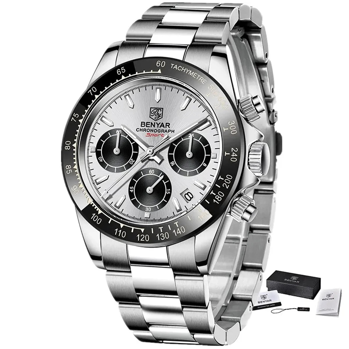 Reloj BENYAR para hombre – cronógrafo deportivo de lujo, resistente al agua y acero inoxidable