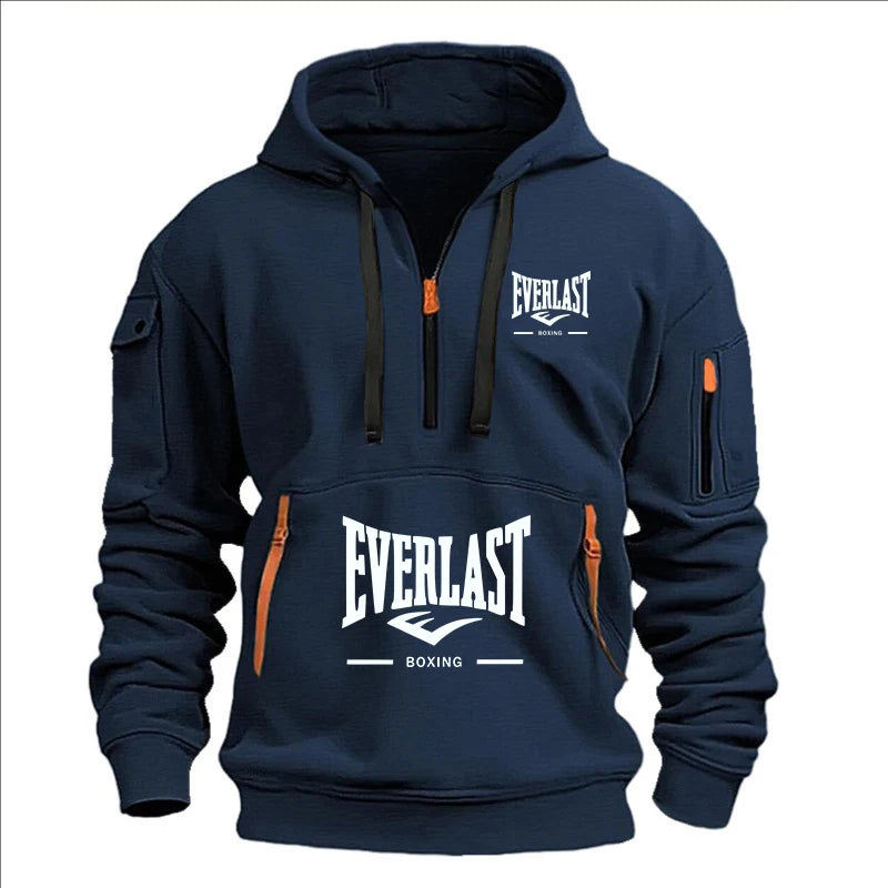 Hoodie casual con diseño multi-zipper – estampado y corte suelto para otoño/invierno