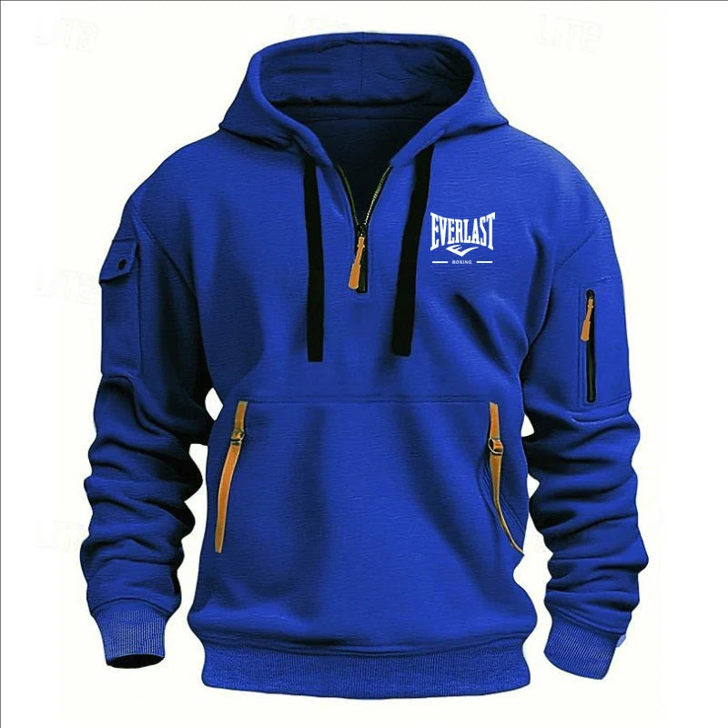 Hoodie casual con diseño multi-zipper – estampado y corte suelto para otoño/invierno