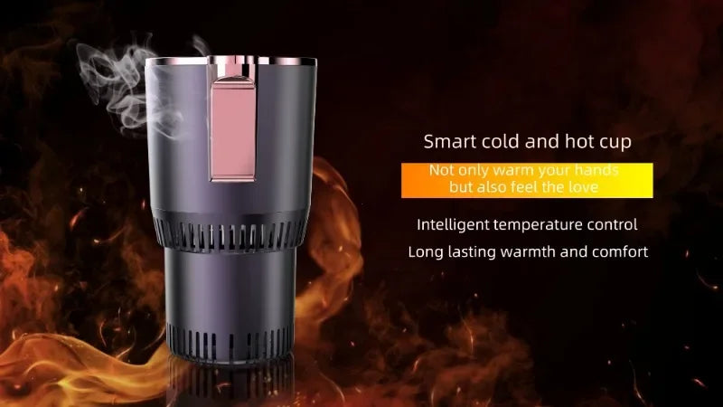 Portavasos Inteligente para Auto 2 en 1 - Enfriamiento y Calentamiento - Refrigeración Rápida - Frío y Caliente - Mini Pantalla Táctil - Para Bebidas, Tazas y Latas
