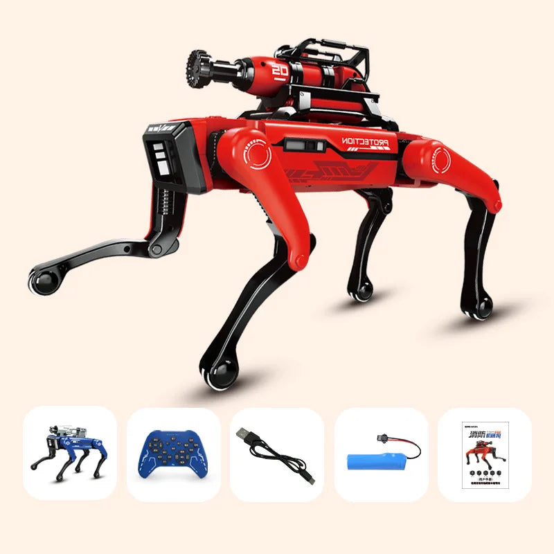 Perro Robot Bombero Inteligente con IA - Mascota Electrónica - Interacción por Voz - Control Remoto - Juguete para Niños