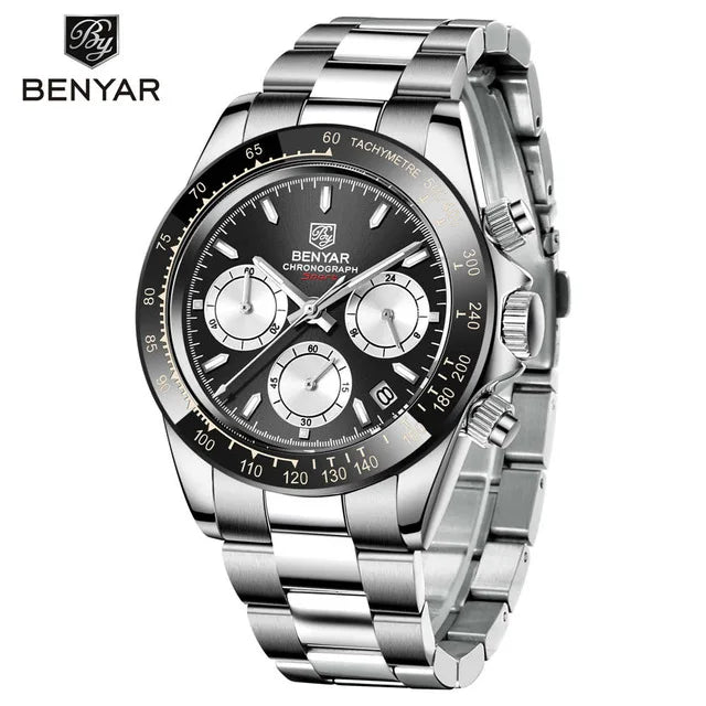 Reloj BENYAR para hombre – cronógrafo deportivo de lujo, resistente al agua y acero inoxidable