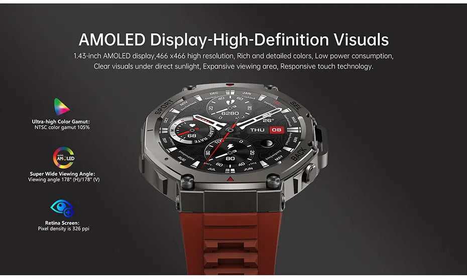 Smartwatch T-Rex 3 GPS – pantalla AMOLED, resistente 5ATM y monitor fitness