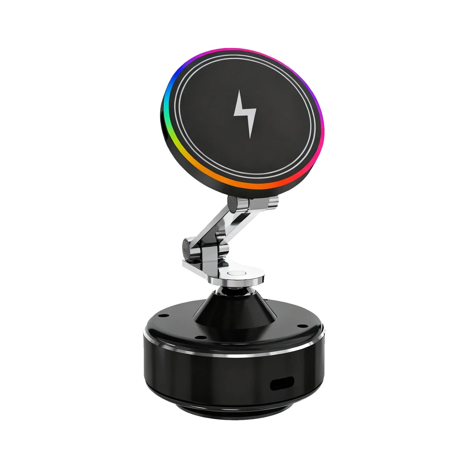 Soporte para Auto con Cargador Inalámbrico y Enfriamiento - Luz RGB Respiratoria - Sujeción Magnética - Para iPhone 12/13/14/15/16 - Soporte Teléfono Coche