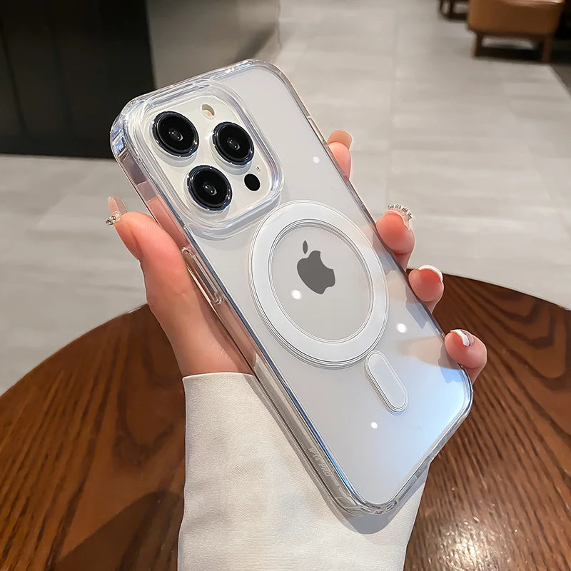 Funda transparente magnética con carga inalámbrica MagSafe – compatible con iPhone 11 a 17