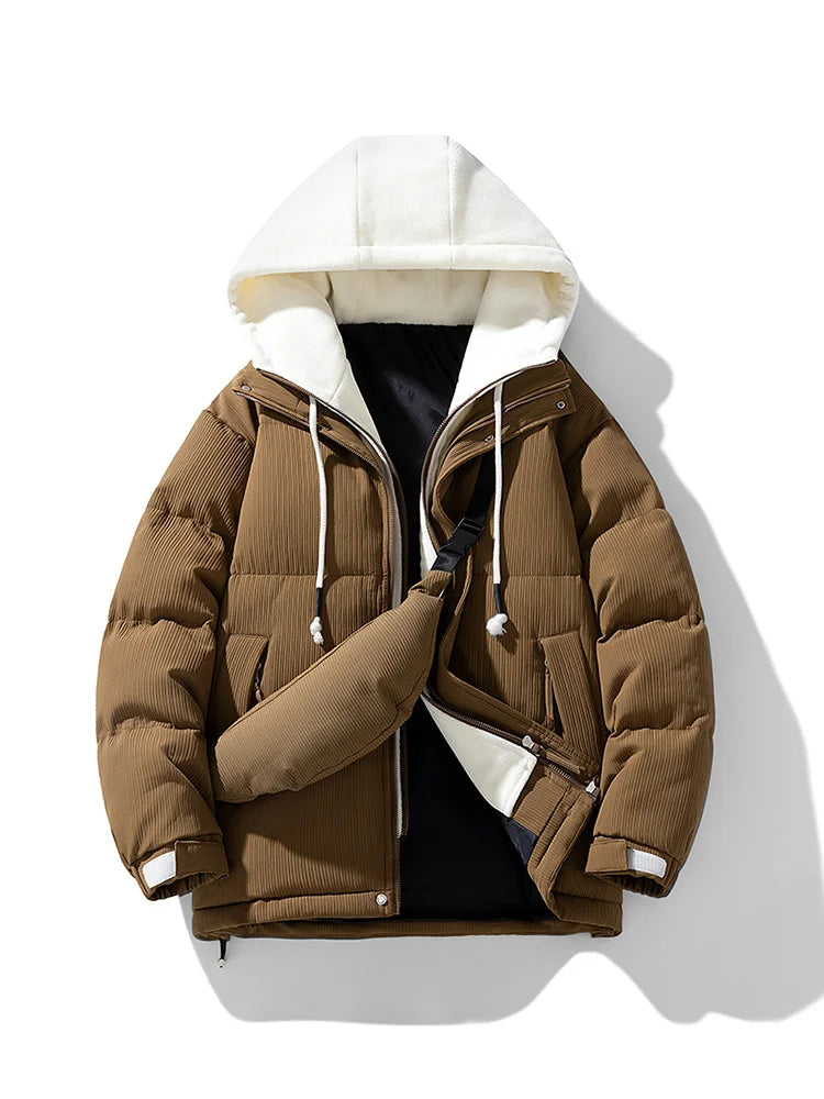Campera acolchada juvenil con capucha – gruesa, casual y cálida para otoño/invierno