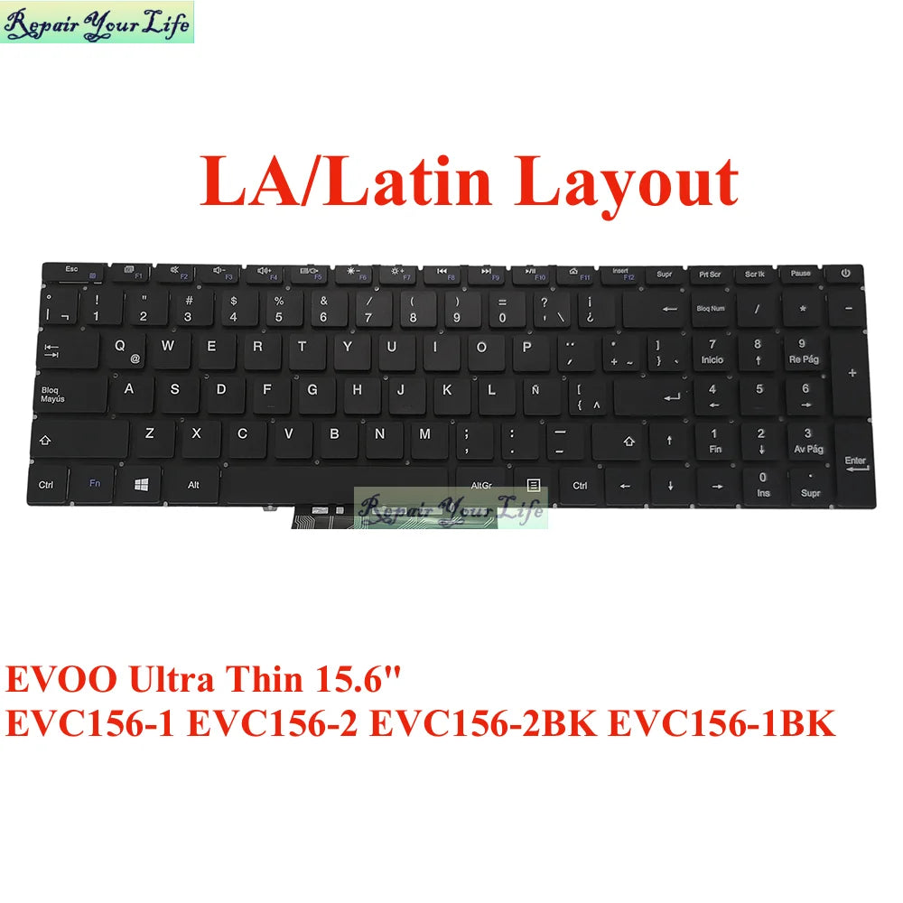 Teclado ultra delgado US LA Latin Brasil – compatible con EVOO EVC156 y modelos PT-BR
