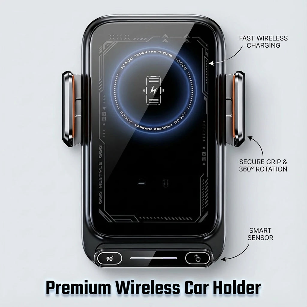 Cargador y soporte para auto – inalámbrico 15W y con cable, rotación y sensor automático