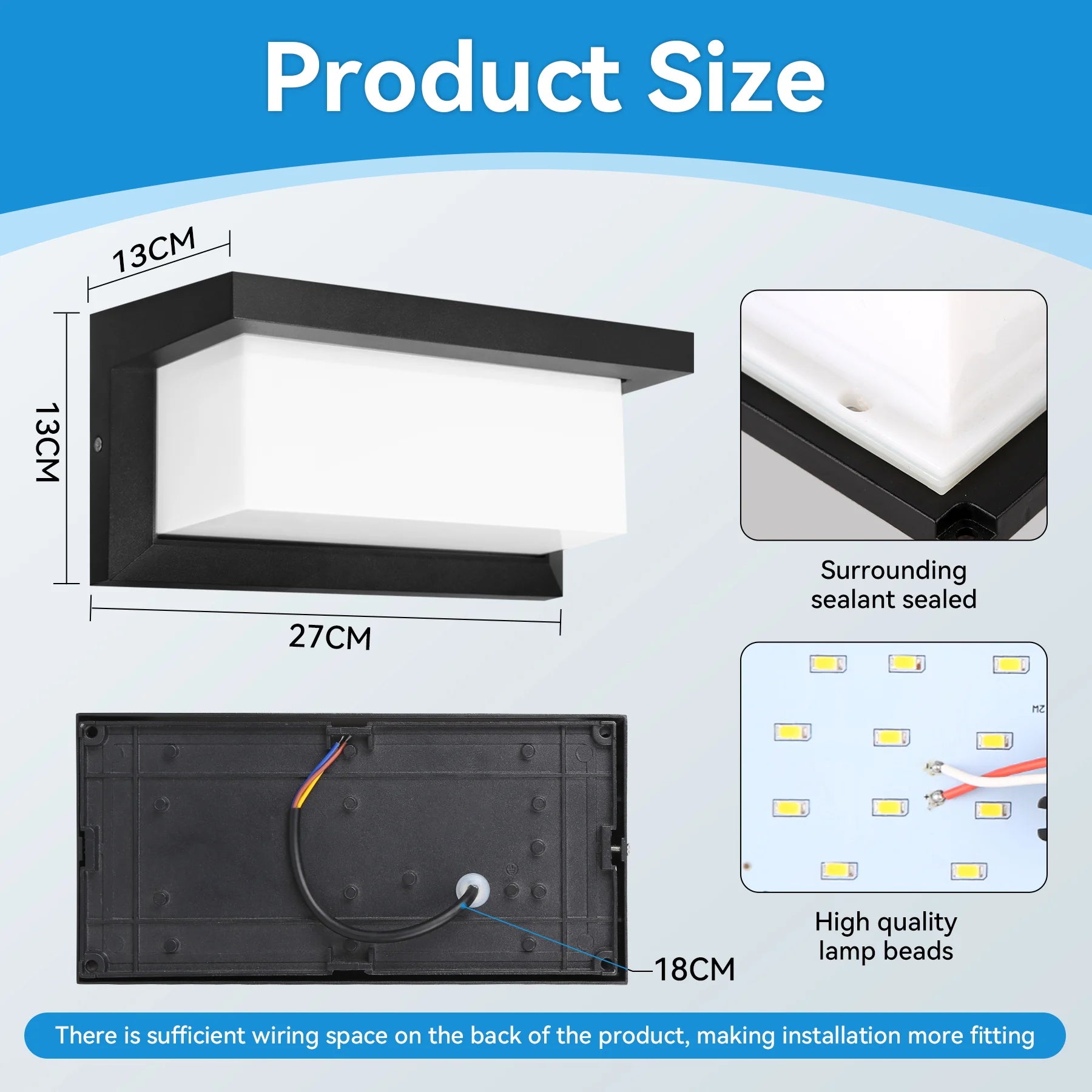 Lámpara LED de pared – impermeable IP65, ahorro energético para interior y exterior