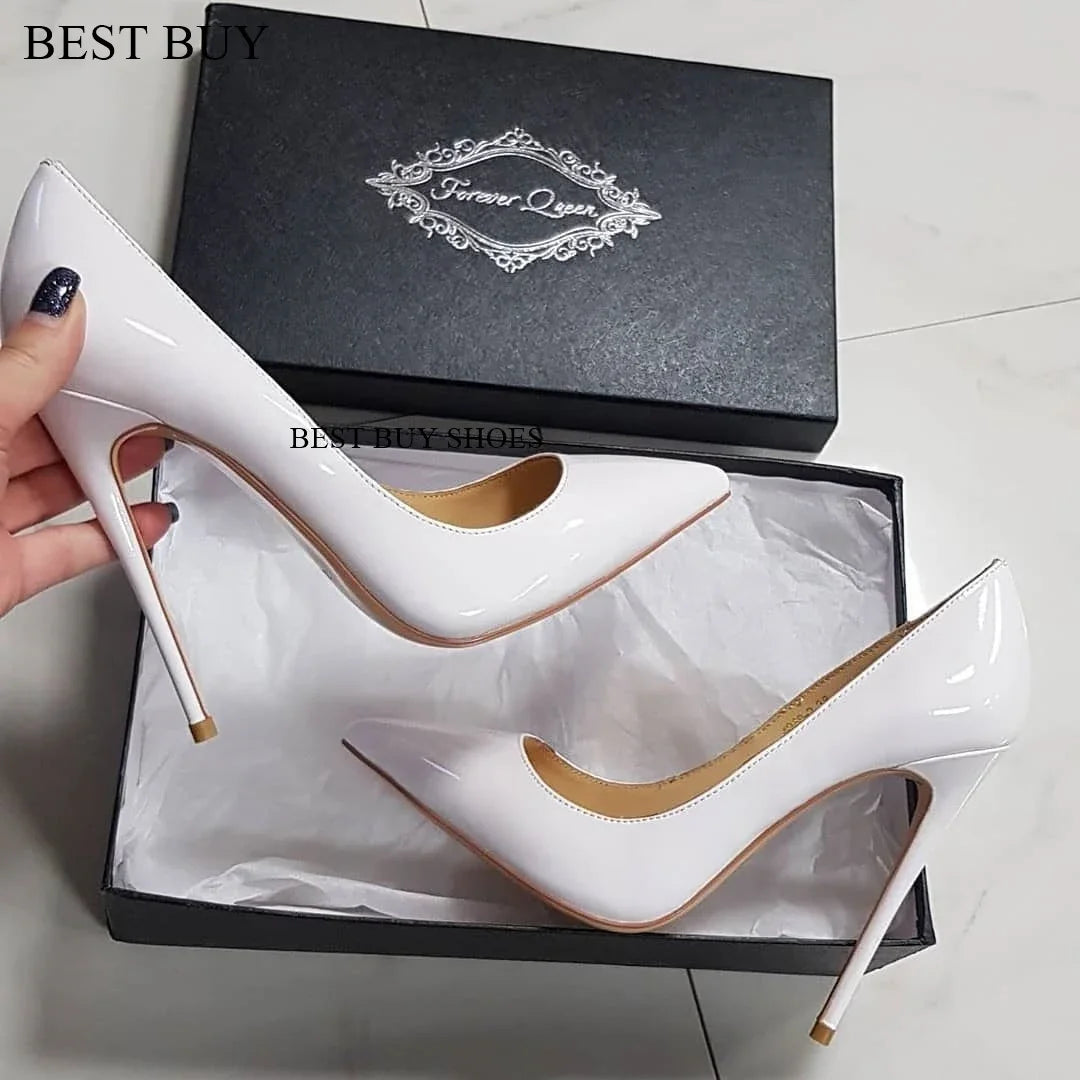 Pumps burdeos mujer – tacones stilettos de charol, slip-on y punta fina