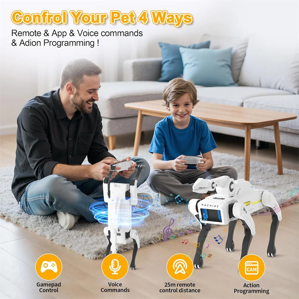 Perro Robot Acrobático con IA - Control por Voz y APP - Programable e Interactivo - Simulación Inteligente