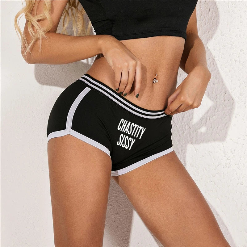 CHASTITY SISSY Underwear for Women Funny Female Boxer Shorts Cotton Boy Shorts Cute Girl Panties Breathable Womens Intimates