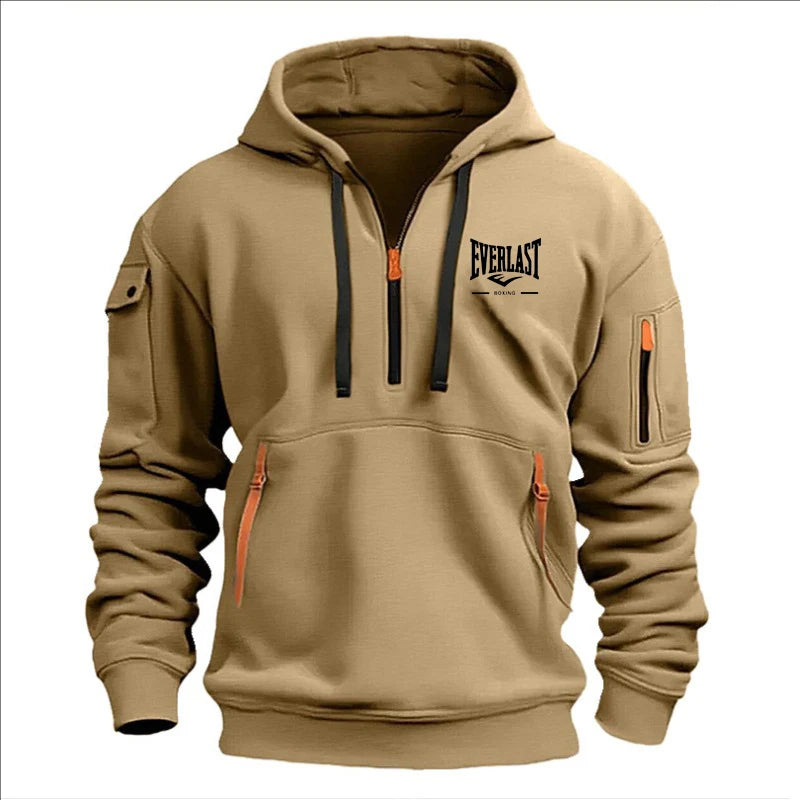 Hoodie casual con diseño multi-zipper – estampado y corte suelto para otoño/invierno
