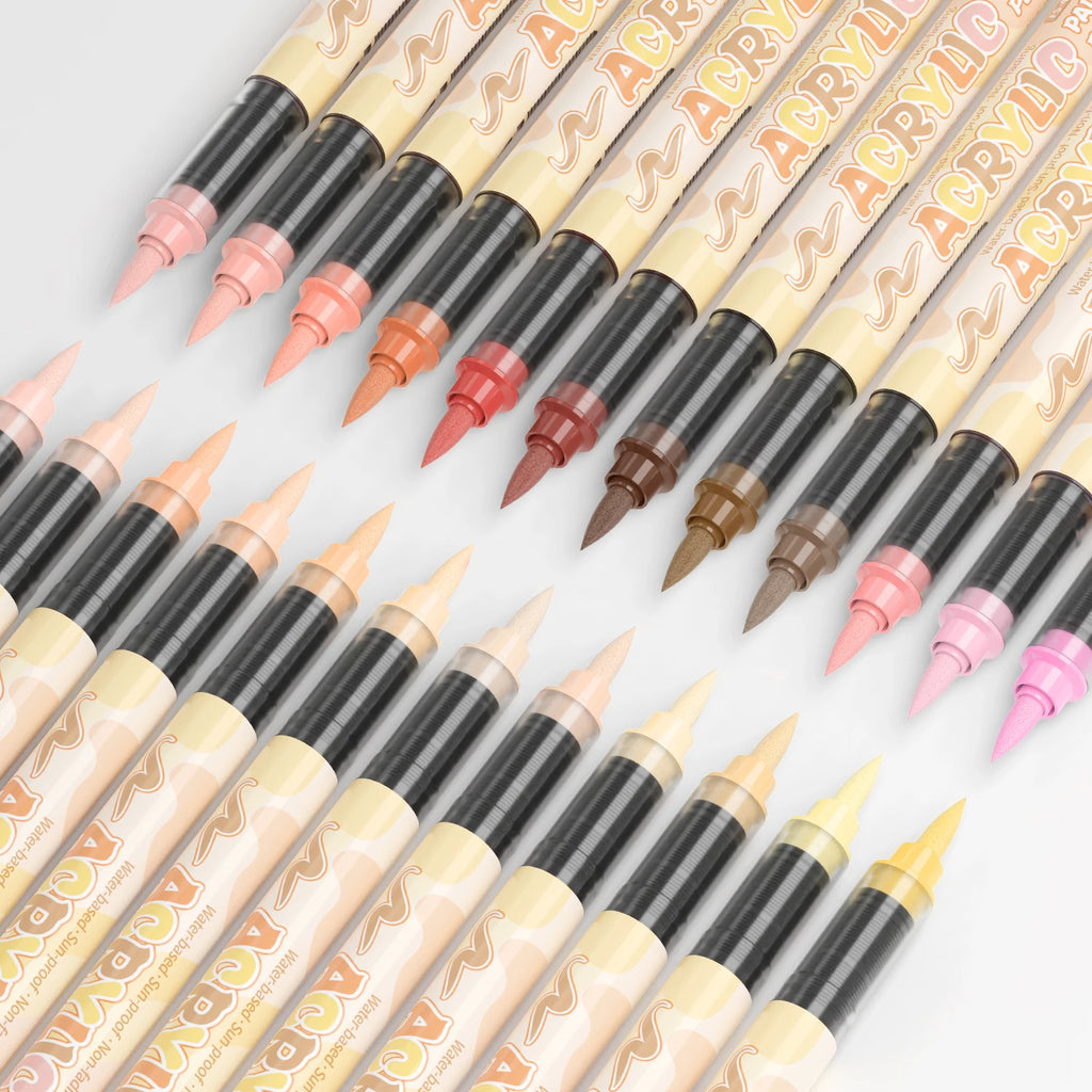 Set marcadores acrílicos tonos piel – punta suave y pintura rápida impermeable