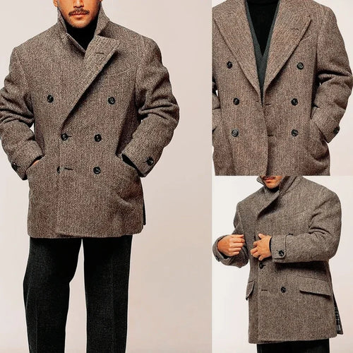 Blazer hombre marrón espiga – doble botonadura y estilo casual
