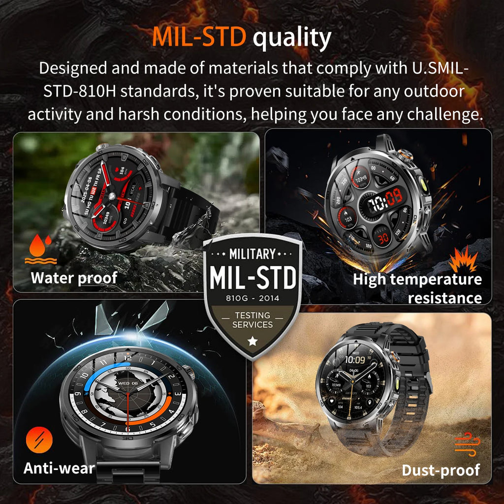 Smartwatch militar T-Rex 3 – pantalla AMOLED 466x466, batería 1000mAh y linterna