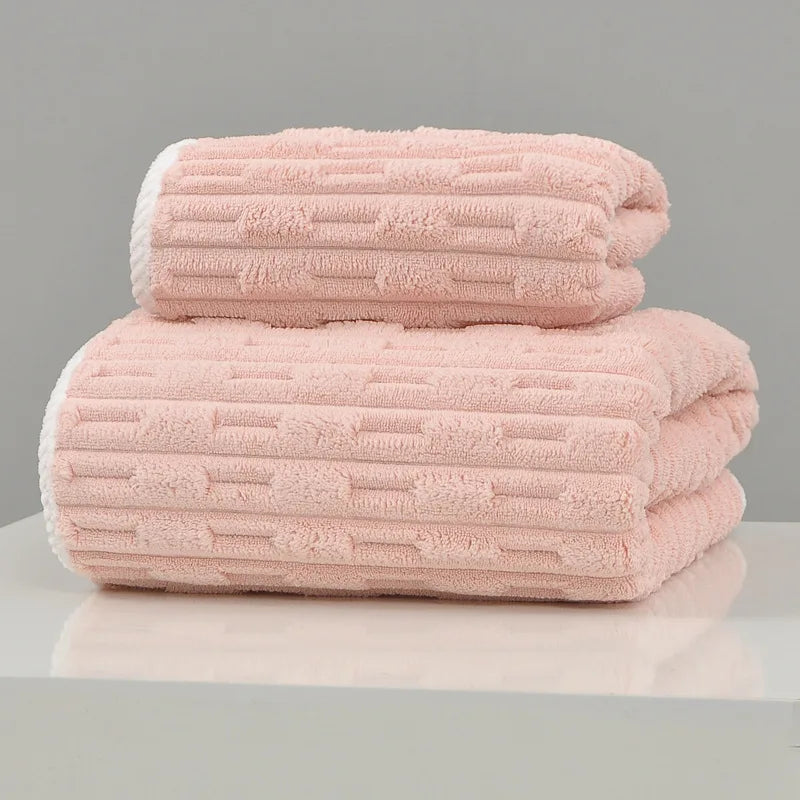 Set 2 toallas de baño coral velvet – gruesas, suaves y absorbentes