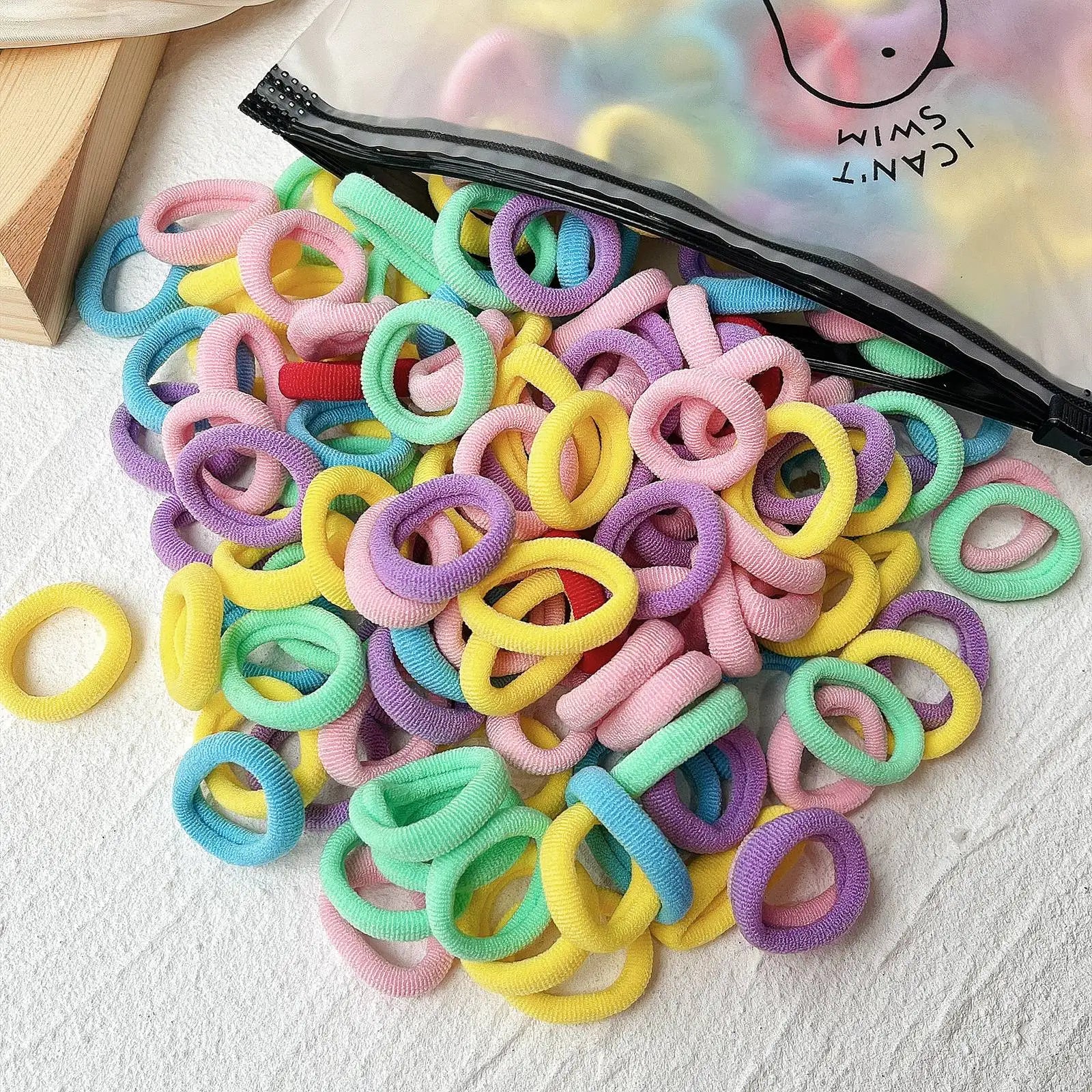Set de 20/50 ligas elásticas para cabello – scrunchies y bandas de colores para niñas