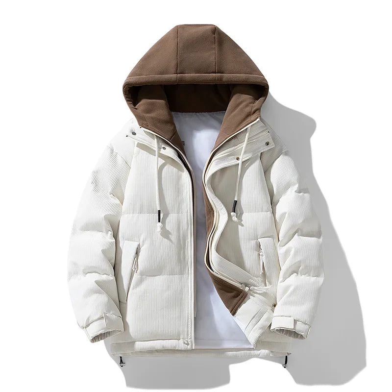 Campera acolchada juvenil con capucha – gruesa, casual y cálida para otoño/invierno