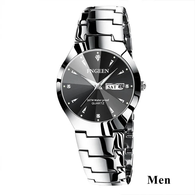 Set de relojes FNGEEN 5808 para parejas – cuarzo, lujo y resistente al agua