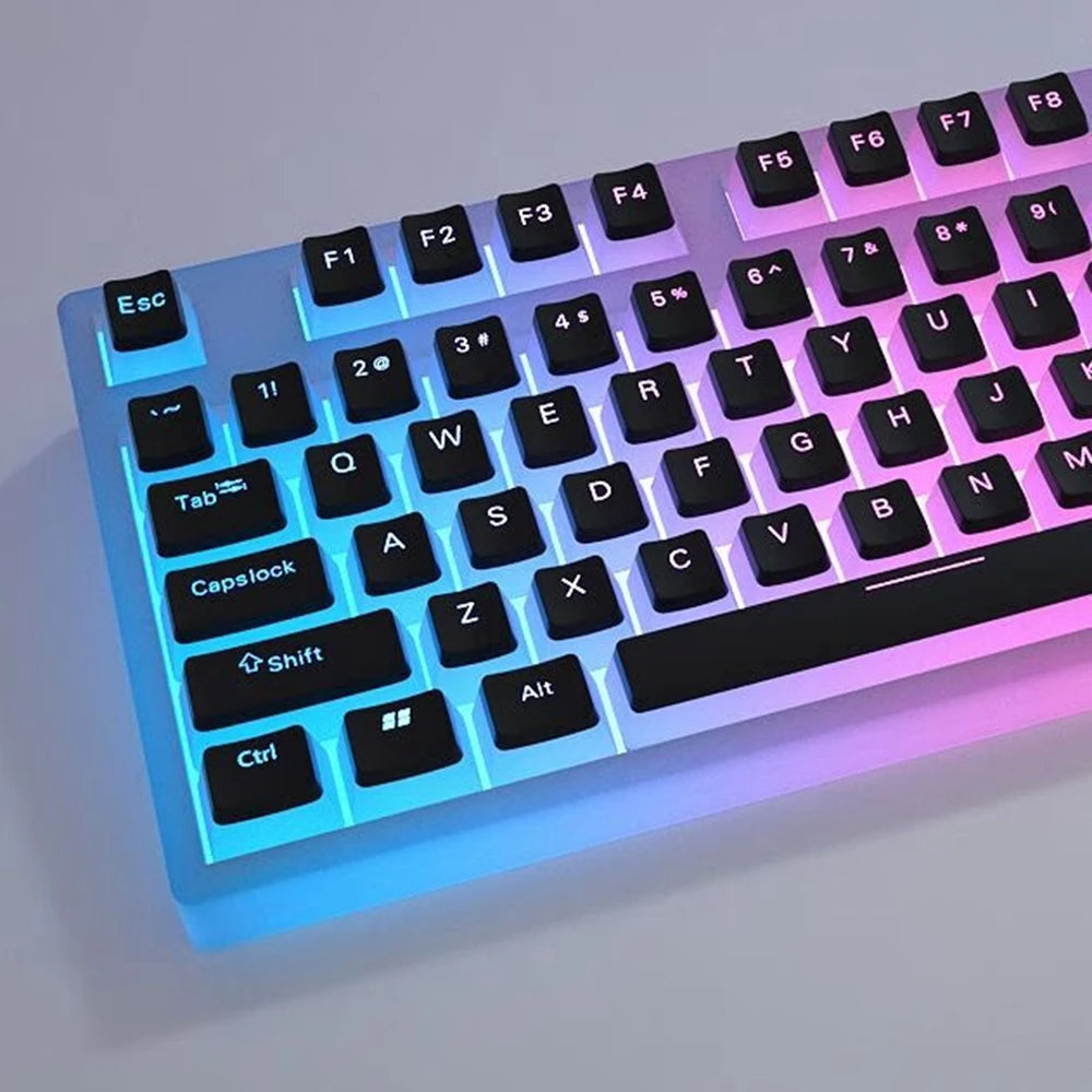 Set de keycaps PBT OEM – 129 teclas transparentes estilo pudding para teclado mecánico