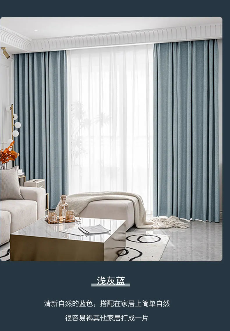 Cortinas blackout insonorizadas – azul sólido, aislantes y personalizadas para living y dormitorio