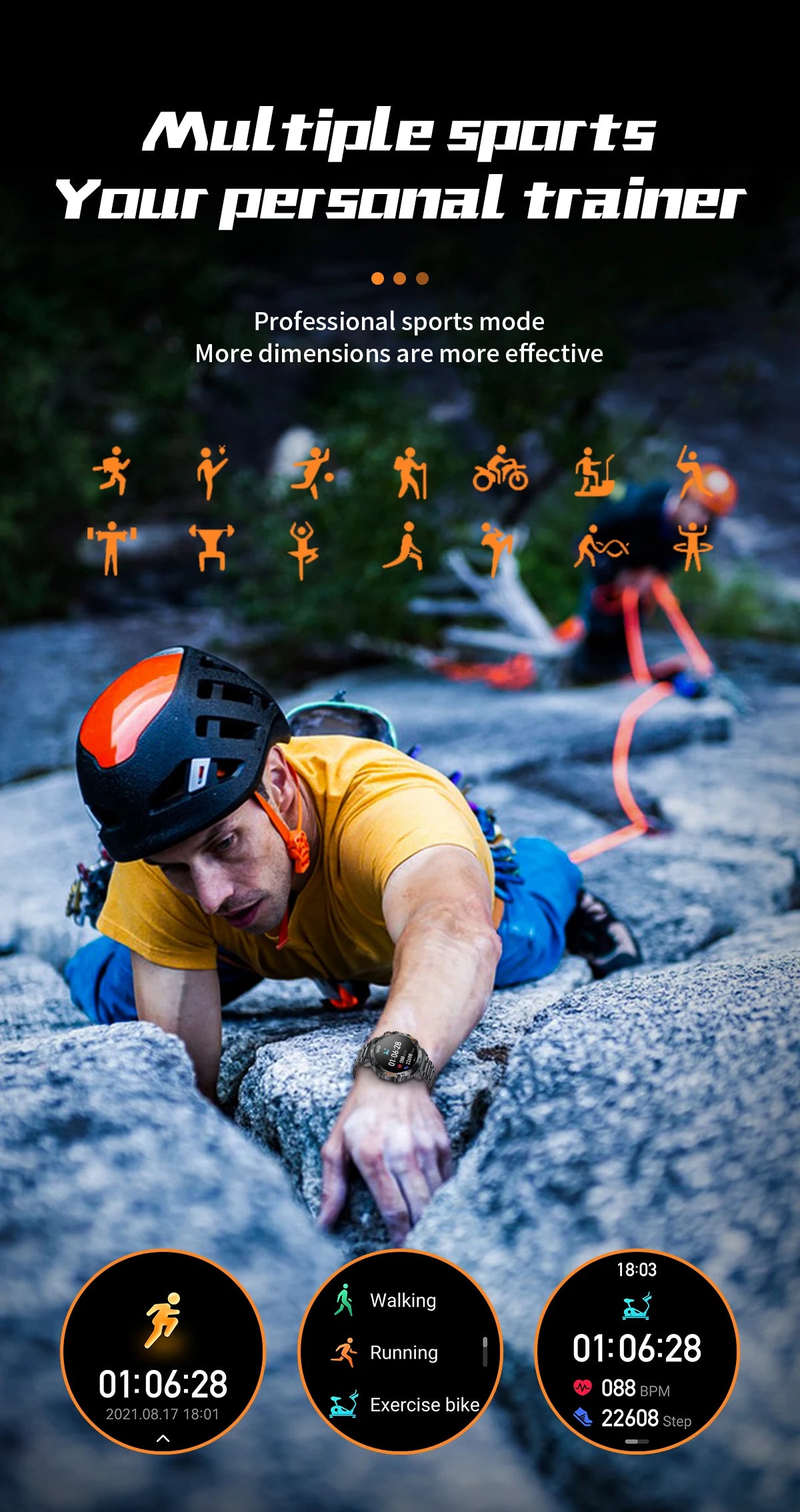 Smartwatch LIGE hombre – pantalla AMOLED HD 360*360, resistente al agua y linterna