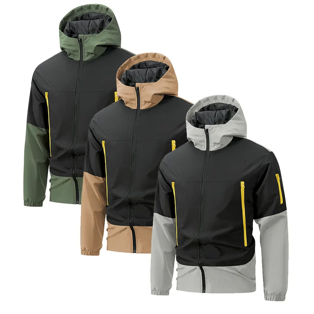 Chaqueta con cuello alto – cortaviento y cálida con múltiples bolsillos para otoño y deporte