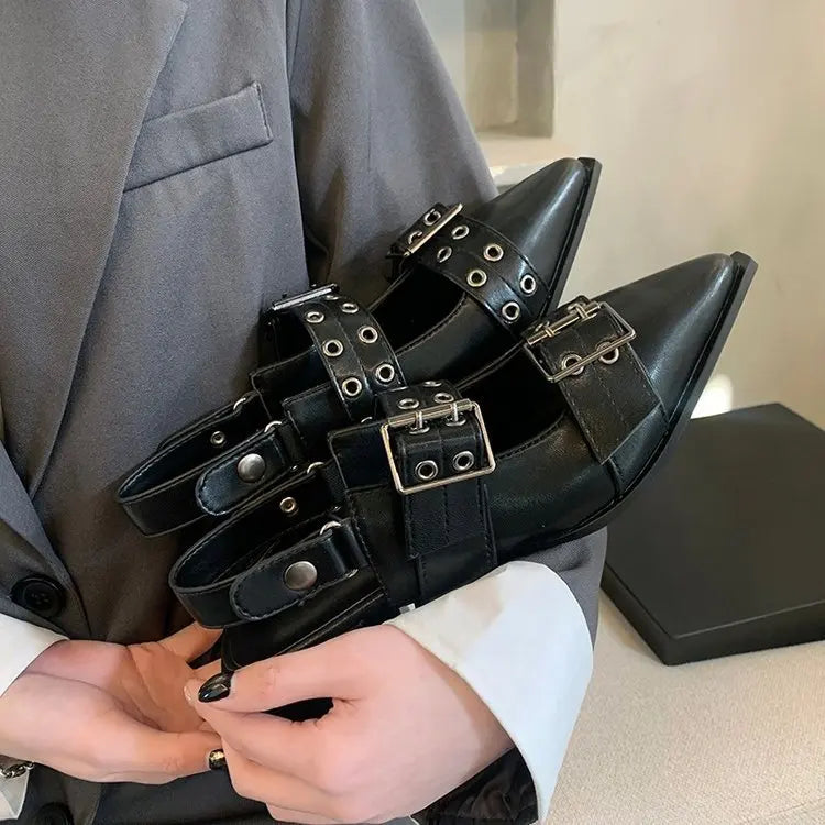 Sandalias mujer – flats tipo ballet con punta y plataforma