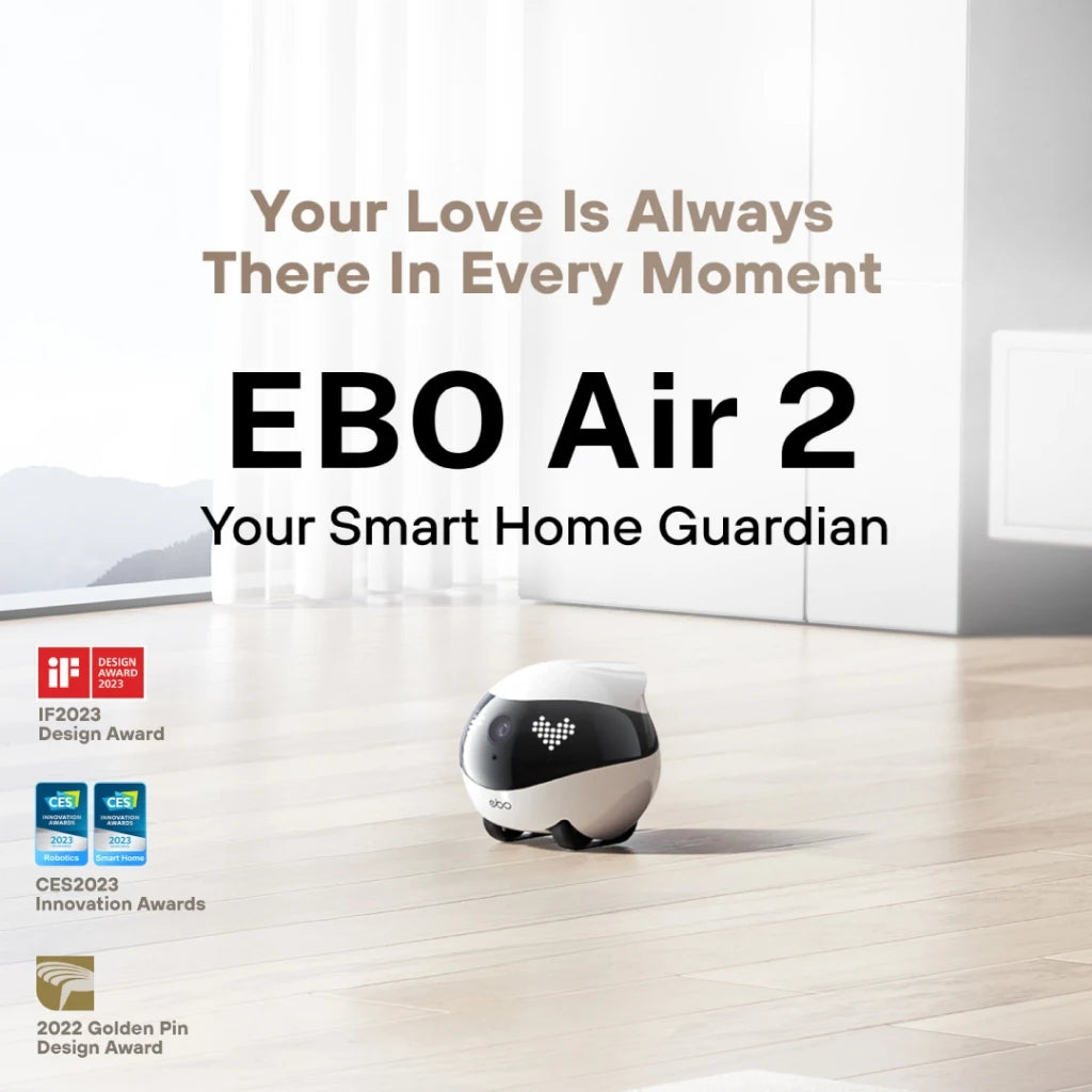 Robot Enabot EBO AIR2 Inteligente con IA - Cámara Inalámbrica - Monitoreo Remoto - Compañero de Mascotas - Control en Tiempo Real - Regalo Personalizado