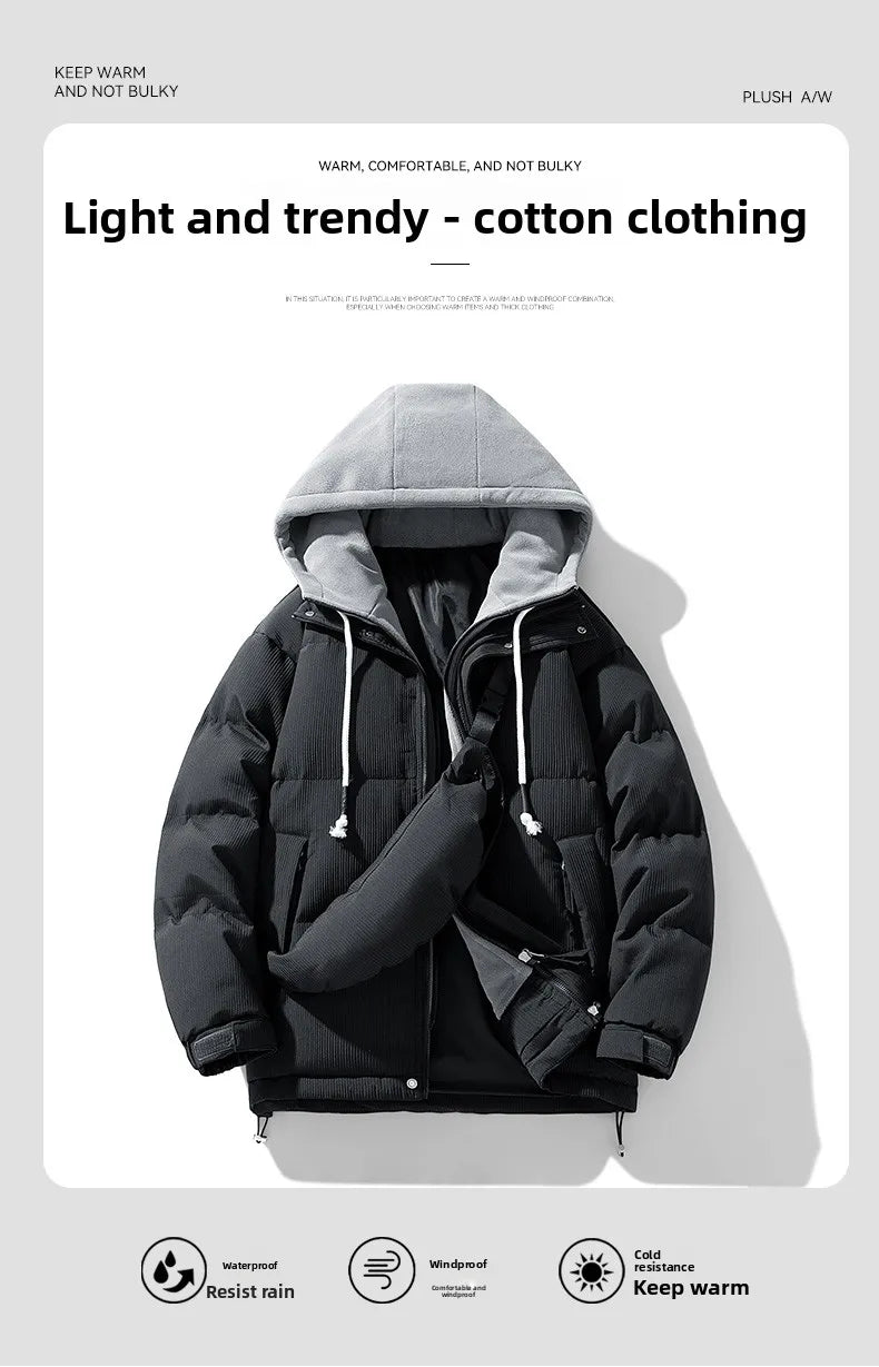 Campera acolchada juvenil con capucha – gruesa, casual y cálida para otoño/invierno