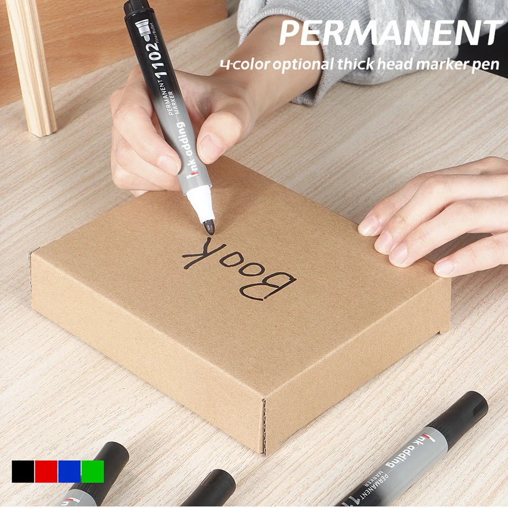 Set marcador permanente 2mm – tinta roja, azul y negra, punta fina y rápido secado