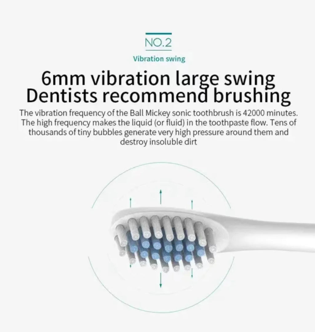 Cepillo eléctrico Sonic para adultos – recargable USB, impermeable IPX7 y 6 modos de limpieza