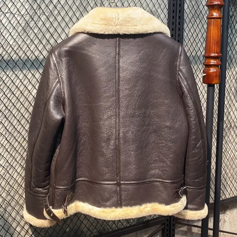 Campera de invierno mujer – cuero genuino y abrigo grueso con piel natural