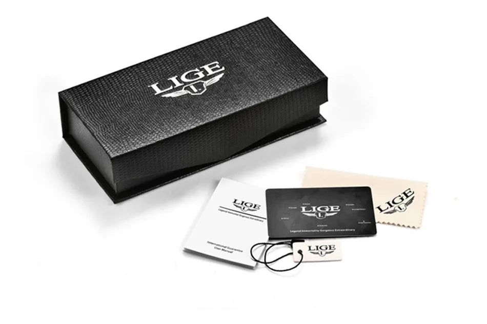 Reloj LIGE para hombre – cronógrafo deportivo de lujo, resistente al agua y acero inoxidable