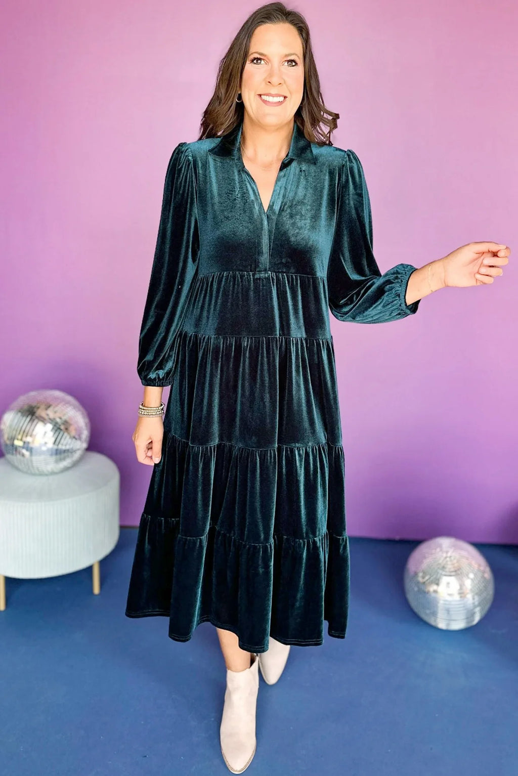 Vestido largo de terciopelo mujer