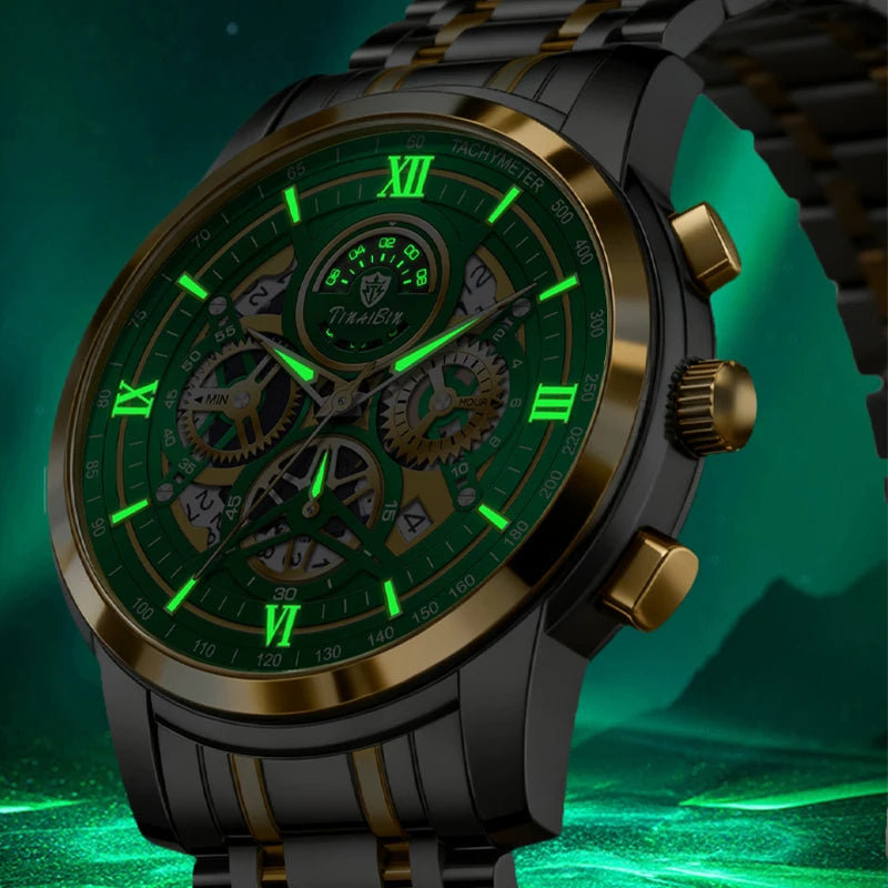 Reloj de lujo verde TINABIN – elegante, resistente al agua y para negocios
