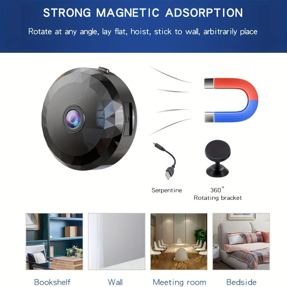 Mini cámara de seguridad WiFi inalámbrica – visión nocturna, detección de movimiento y batería recargable