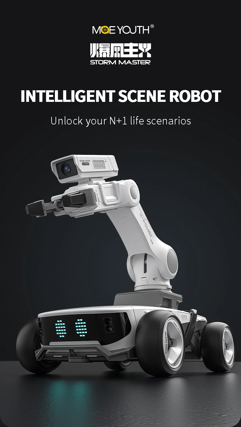 Auto Robot Storm X5 Inteligente RC - Reconocimiento Infrarrojo - Modos Programables - Blanco/Negro - Regalo Educativo para Niños