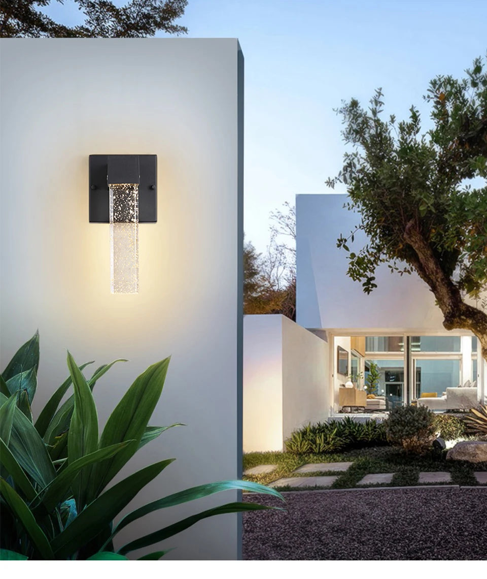 Lámpara LED de pared exterior IISINUO – aluminio con cristal, IP65 y resistente al agua