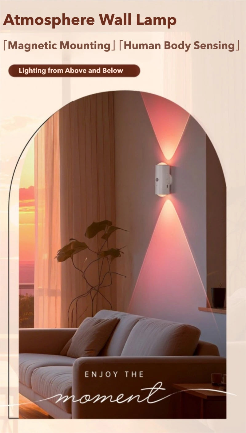 Lámpara de Pared LED con Sensor Inteligente - Iluminación Ambiental RGB - Recargable Magnética