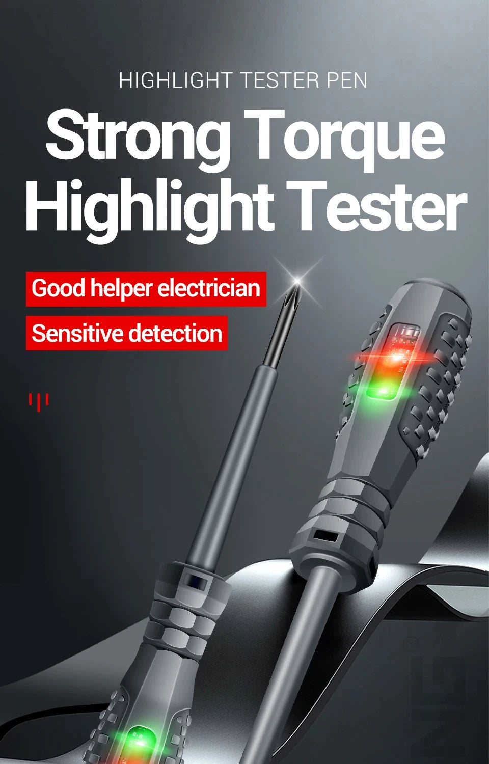 Destornillador eléctrico multifunción – tester sin contacto 70-600V con luces indicadoras