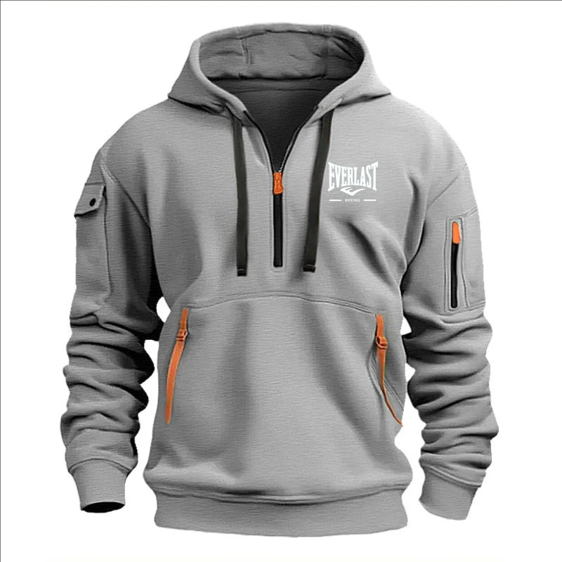 Hoodie casual con diseño multi-zipper – estampado y corte suelto para otoño/invierno