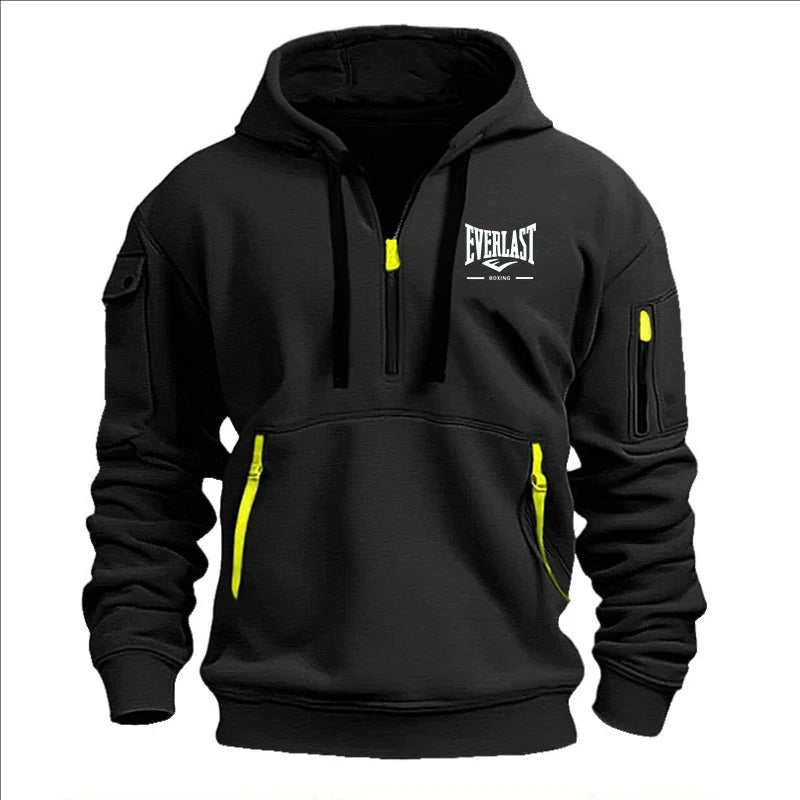 Hoodie casual con diseño multi-zipper – estampado y corte suelto para otoño/invierno