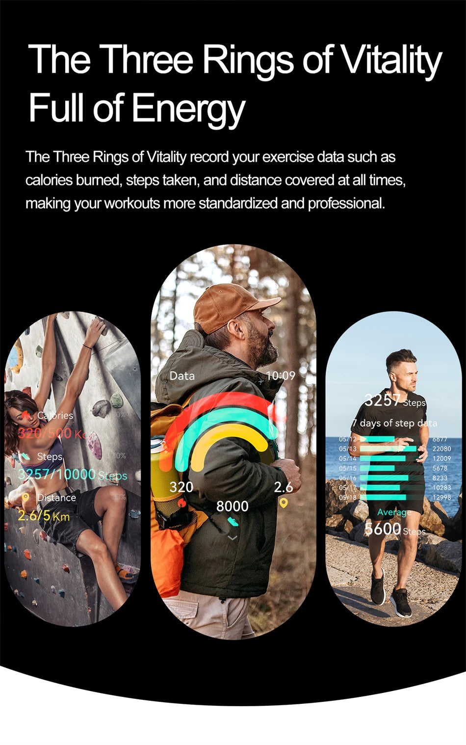 Smartwatch LIGE mujer – pantalla HD 2.01", monitor de salud y resistente al agua